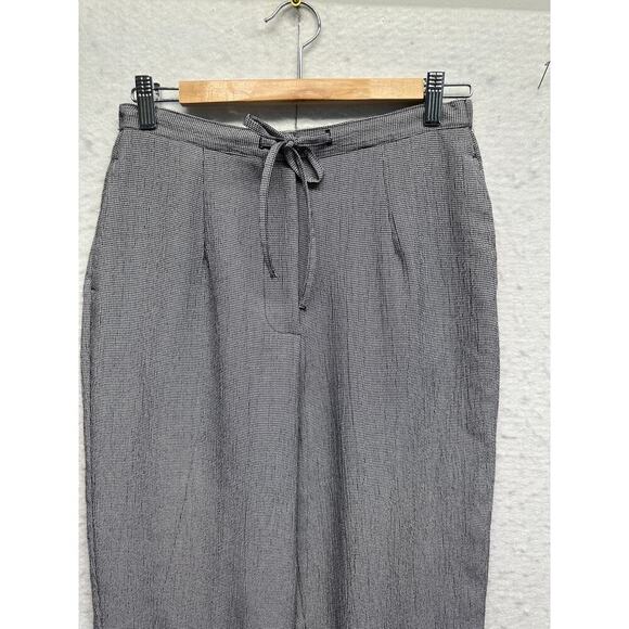 Black Gray Check Pendleton Gingham Slacks Women Pleat Front Drawstring - Picture 3 of 13